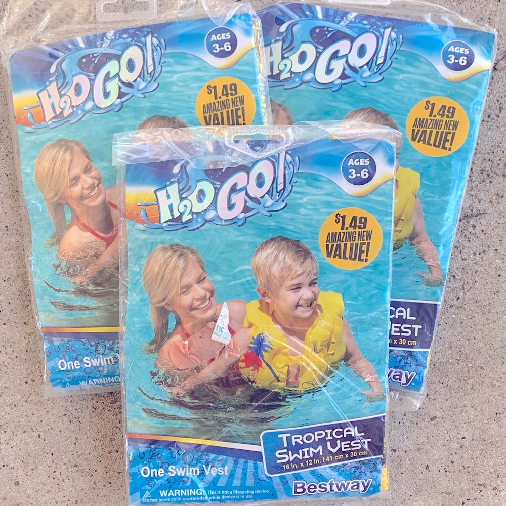 3-Pack H2O Go! Inflatable Tropical Swim Vest (ages 3-6)